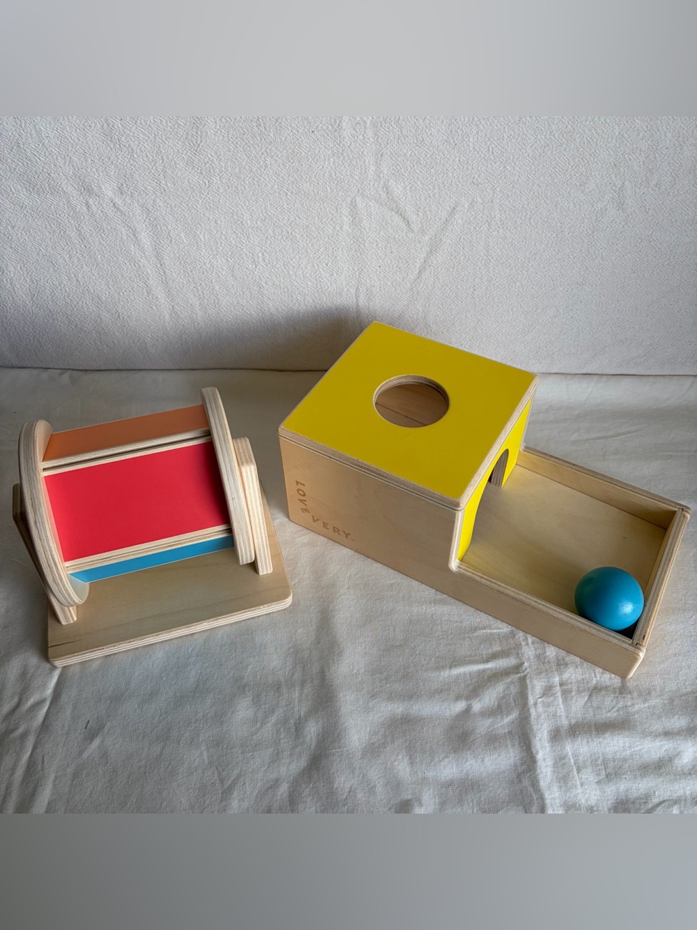 Lovevery Montessori Baby Toy Set, Spinning Rainbow and Ball Drop Box with Ball